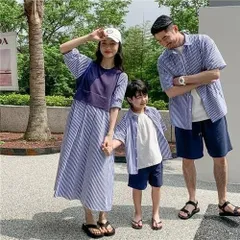 親子 ペアルック ｔシャツ ペア ワンピース シャツ 紺 夏服 親子コーデ 即購入OK 親子ペア シャツ 半袖 コーデ 夏 tシャツ 家族 お揃い tシャツ ブランド 大人 子供 お揃い 3 人 親子 おそろい プレゼント xkxiaoz398