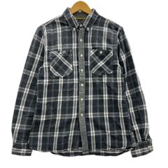 BEAMS HEART ビームスハート長袖シャツ sizeS/グレー×ホワイト