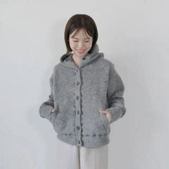 クルーレ crewre リバーフーデッドミドルコート ライトグレー size1