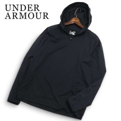UNDER ARMOUR アンダーアーマー ハーフジップ プルオーバー ストレッチ フーディー パーカー Sz.M メンズ 黒 トレーニング