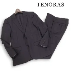 TENORAS メンズティノラス 通年 総裏★ ストライプ セットアップ スーツ Sz.L　メンズ ネイビー ビジネス