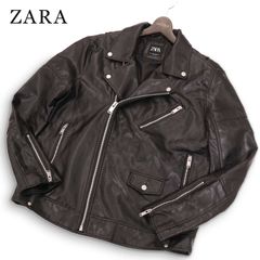 ZARA ザラ 秋冬★ フェイク レザー ダブル ライダース ジャケット 大きいサイズ Sz.XL メンズ 黒