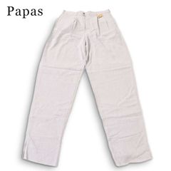 未使用★ Papas パパス 通年 ゆったり★ ツータック ツイル チノ スラックス パンツ Sz.L　メンズ グレー