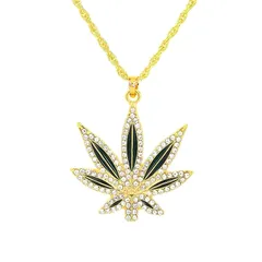 [ハルジオ] ネックレス メンズ マリファナ ヒップホップ レゲエ グッズ 大麻 ガンジャ ブリンブリン ストリート ゴールド シルバー (ゴールド)