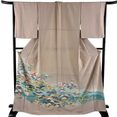 【美品】 色留袖 身丈168cm 裄丈68.5cm L 袷 落款 松竹梅 建物 ぼかし ピンク 正絹 秀品 三つ紋 【中古】