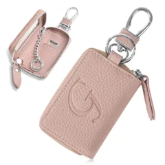 ピンク キーケース レザー スマートキー対応 窓付き カラビナ付き キーカバー イニシャル レディース デザイン9