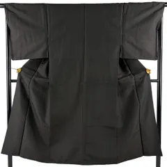 男着物 身丈143.5cm 裄丈67cm M 袷 焦茶色 化繊 秀品 【中古】