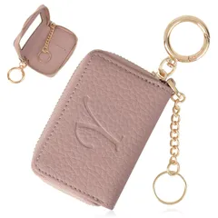 ピンク 8cm キーケース レザー スマートキー対応 窓付き カラビナ付き キーカバー イニシャル レディース デザイン4