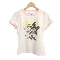 ガニー GANNI フェアリープリントの Baby Fit Tシャツ 半袖カットソー ホワイト /MY ■OS