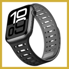 ZZDZZ コンパチブル Apple Watch バンド 49mm 46mm 45mm 44mm 42mm 41mm 40mm 38mm、シリコン 通気性 スポー 磁気 交換バンド Ultra4/3/2/1 SE3/2/1 Series 12/11/10/9/