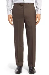 ベール メンズ ボトムス カジュアルパンツ Berle Self Sizer Waist Flat Front Lightweight Plain Weave Classic Fitrousers B