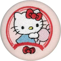 【中古】バッジ・ビンズ ハローキティ(ピンク＆リボン) 「ハローキティ 刺繍缶バッジ」