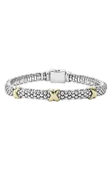 ラゴス レディース アクセサリー ブレスレット・バングル・アンクレット LAGOS Three Station X TwoTone Caviar Bracelet Silver Gold ゴールド