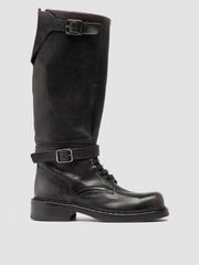 オフィチーネクリエイティブ レディース シューズ ブーツ・レインブーツ レザー Officine Creative Dakota 003 Leather Military Boots Black ブラ