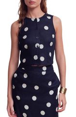 ボーデン レディース トップス シャツ ノースリーブ リネン Boden Andrea Linen Sleeveless ButtonUp Shirt Navy Spot ネイビー