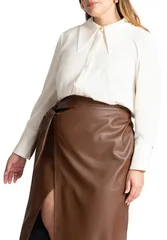 エロクイ レディース トップス シャツ ELOQUII Pointed Collar Button Up Shirtofu