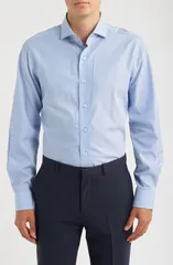 ロレンゾウオモ メンズ トップス シャツ トール コットン Lorenzo Uomo Trim Fit Pinstripe Cotton Dresshirt Big Regular Tall WHIT