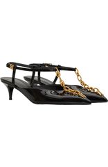 バルマン レディース シューズ スニーカー レザー Balmain Synchain kitten slingbacks in patent leather black ブラック
