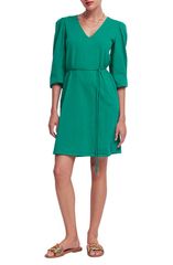 ボーデン レディース トップス ワンピース Vネック コットン Boden VNeck Short Sleeve Cotton Dress DEEP TEAL ティール