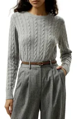 リリーシルク レディース アウター パーカー・スウェット リブ セーター ニット Lilysilk Womens Classicable Knit Sweater with Ribbedges Gre