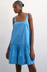 トップショップ レディース トップス ワンピース コットン Topshop Square Neck Cotton Poplin Dress MBLUE