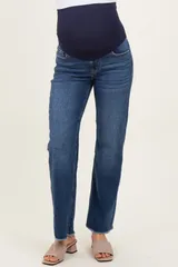 ピンクブラッシュ レディース ボトムス デニムパンツ ワイドレッグ マタニティ ジーンズ フリンジ PinkBlush Fringe Hem Wide Leg Maternity Jeans Mate