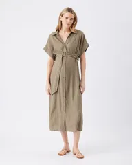 ライプマタニティ レディース トップス ワンピース シャツ リネン Ripe Maternity Amy Linenursing Shirt Dress Maternity Olive オリーブ