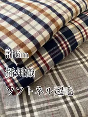 計6m ⑥ ▪️播州織　ソフトネル起毛　先染め　チェック柄　生地