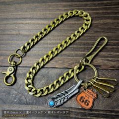 ウォレットチェーン ヴィンテージ 革 レザータグ 栃木レザー ターコイズ キーホルダー メンズ