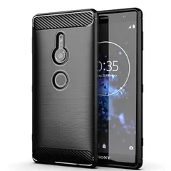 【新品】 【UNEED】Xperia XZ2 用の スマホケース SO-03K/SOV37用の ケース カバー ケース 炭素繊維カバー (素材/TPU) 指紋防止 滑り止め 薄型 軽量 耐衝撃 簡易脱着 ソフトケース カラー：黒