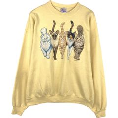古着 90年代 ヘインズ Hanes COMFORTBLEND ネコ柄 アニマル スウェットシャツ トレーナー メンズXXL相当 ヴィンテージ/eaa675794