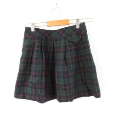 フレッドペリー FRED PERRY ミニ スカート チェック タック 緑 紺 S *A385