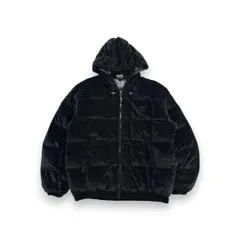 90s adidas アディダス ベロア ダウンジャケット ブラック 銀タグ ビンテージ L ja-2603-020