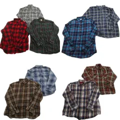 古着卸 まとめ売り フランネル ネルシャツ 長袖シャツ 9枚セット ( メンズ 2XL ) ダブルフラップ チェック オンブレ マドラス 中古 NG8966