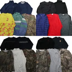 古着卸 まとめ売り 長袖Tシャツ 20枚セット ( メンズ XL ) Ｖネック ポロシャツ タートルネック リアルツリー柄 ブラック 中古 古着 NG9319