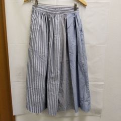 ストライプ柄　切替ギャザースカート
