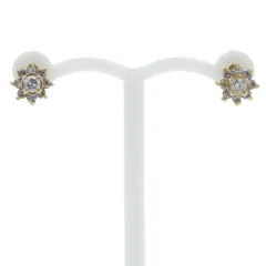 K18YG イエローゴールド ピアス ダイヤモンド 0.17/0.17ct 花 フラワー モチーフ 取り巻き【新品仕上済】【zz】【中古】