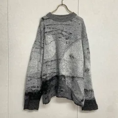 【美品】LIDNM リドム モヘア混 グラフィック柄 ニット セーター グレー Sサイズ