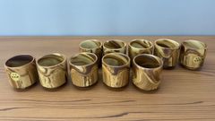 伝統工芸 手桶形 陶器製 花瓶 フラワースタンド アーチ状ねじり持ち手