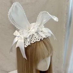 カチューシャ レース うさぎ耳 ヘアアクセサリー ゴシック ロリータ コスプレ