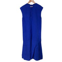 25SS GALERIE VIE ギャルリーヴィー トゥモローランド ランダムリネン フレンチスリーブワンピース サイズF ブルー レディース 春 夏 秋 冬 中古 古着 USED 美品