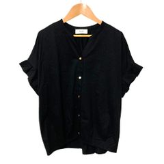 BEAMS HEART ビームスハート スキッパーシルケットカットソー フレアスリーブ ブラウス サイズF ブラック レディース 春 夏 中古 古着 USED 美品