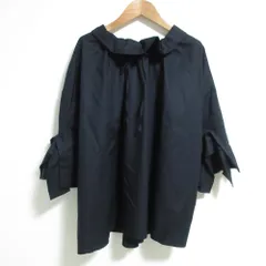 26SS ENFOLD エンフォルド HIGH-NECK BLOUSE 九分袖 ブラウス 300JS230-1841 38サイズ ネイビー レディース 春 夏 秋 冬 中古 古着 USED 美品
