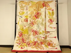 平和屋本店●色打掛　和装　婚礼　結婚式　花嫁　神社挙式　総刺繍　飛鶴花鼓松文　金銀糸　逸品　AABM0852fw