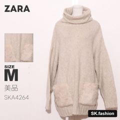 美品 ZARA トップス ニット　長袖　ポケット付き　タートルネック　ファーポケット