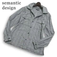 semantic design セマンティック デザイン 秋冬★ 長袖 グレンチェック ワーク シャツ ジャケット Sz.M メンズ 灰 グレー