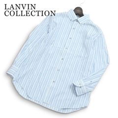 LANVIN COLLECTION ランバン コレクション 通年★ 長袖 ストライプ ボタンダウン シャツ 日本製 Sz.L メンズ