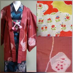 美品】有松鳴海絞り 高級浴衣 総絞り 紺 麻の葉 肩当て・居敷当て付き