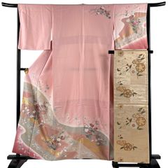 名古屋帯 秀品 松葉仕立て 八寸名古屋帯 夏帯 幾何学 薄茶色 正絹