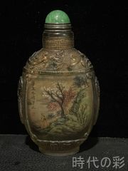 龍鳳文葵口洗】中国古美術 宋汝窯風 彩繪 筆洗 水洗 文房具 古陶磁 唐